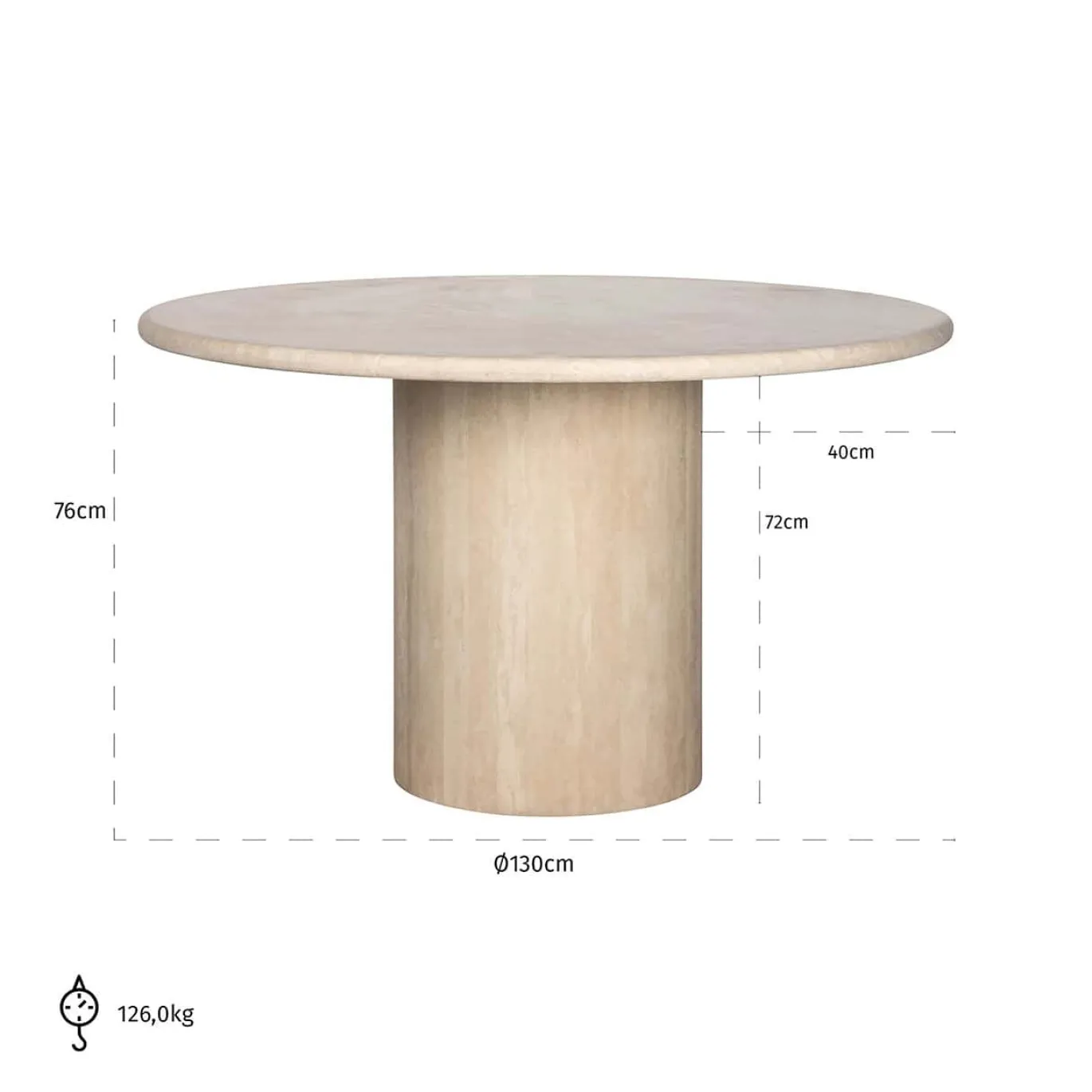 Richmond Eettafel Renaissance Beige Travertin Ø130cm