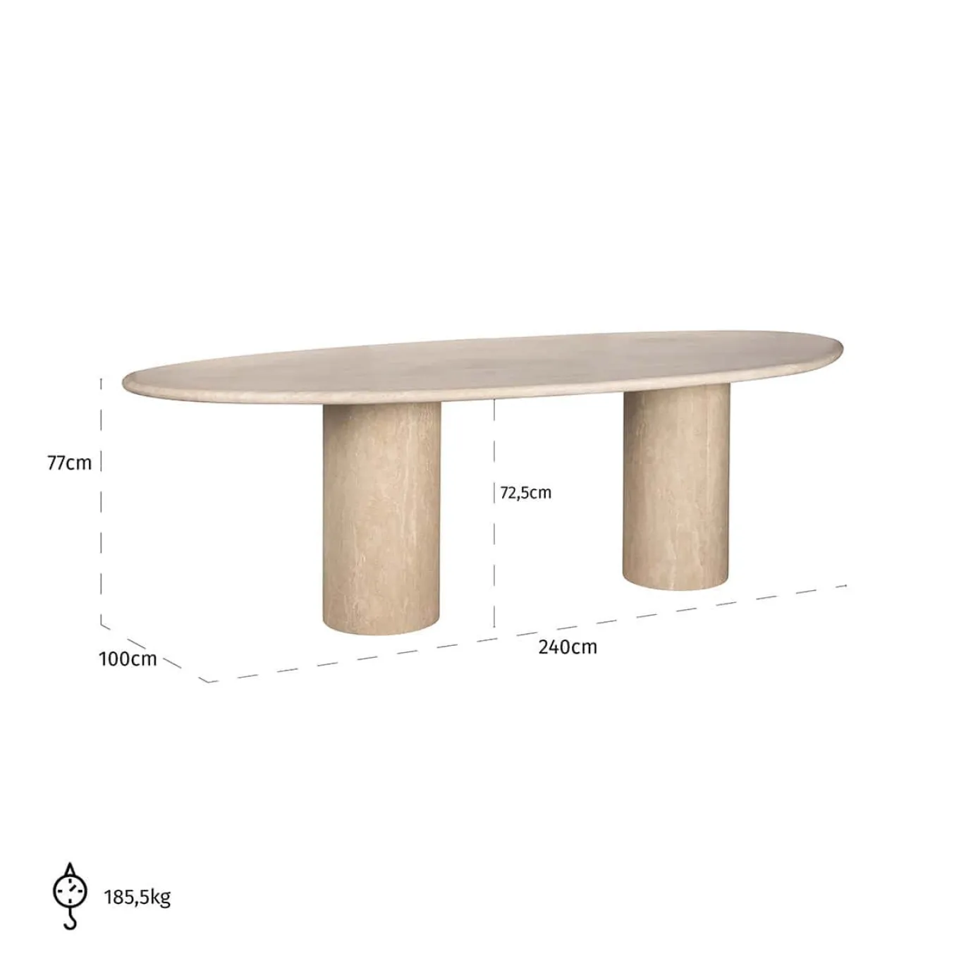 Richmond Eettafel Renaissance Organisch Italiaans Travertin 240cm