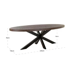Richmond Eettafel Watson Walnoot/Zwart 235cm