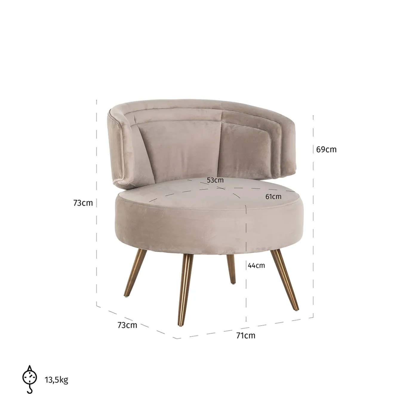 Richmond Fauteuil Hazel Velvet Khaki