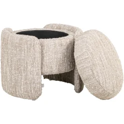 Richmond Poef & Voetenbank Cupid Beige Angora Met Opbergruimte