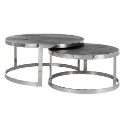 Richmond Salontafel Blackbone Zilver Set Van 2 Rond