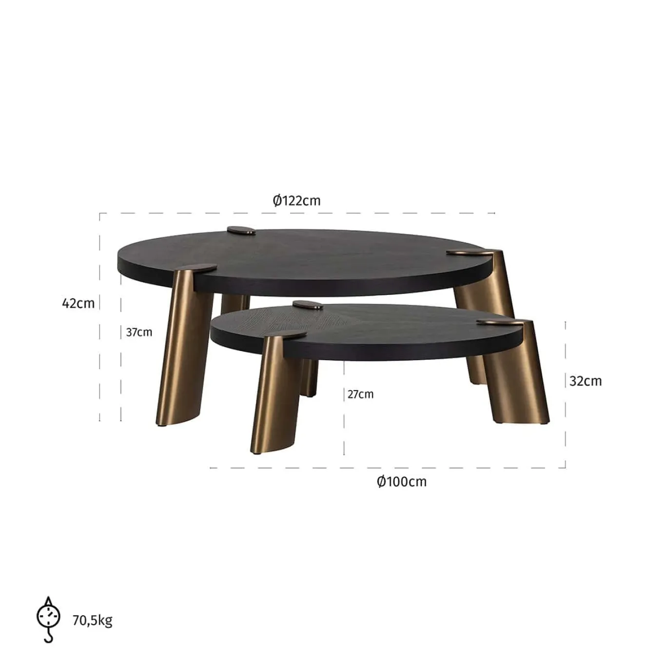 Richmond Salontafel Brody Zwart Set van 2