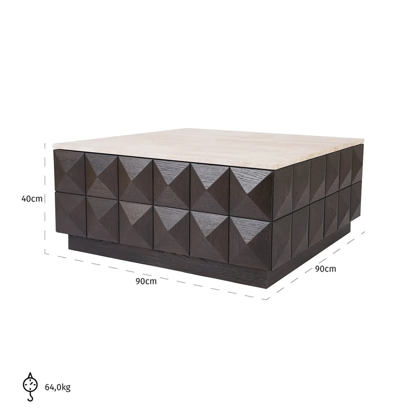 Richmond Salontafel Claremont Bruin 90x90cm