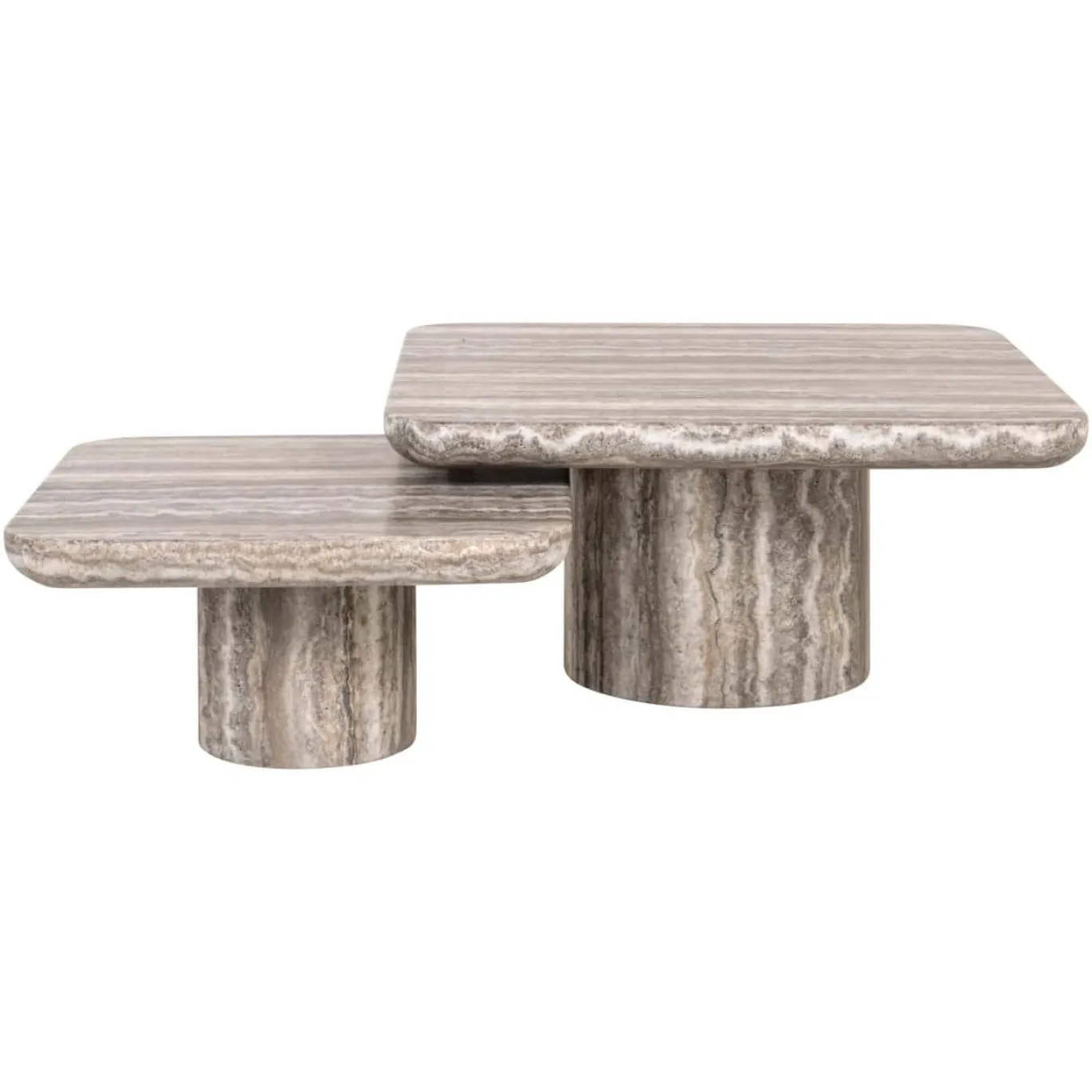 Richmond Salontafel Denizly Grijs Faux Travertin Set van 2
