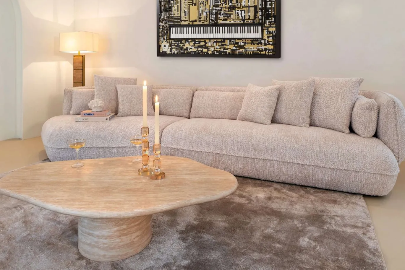 Richmond Salontafel Fictus Faux Travertin Beige 130cm