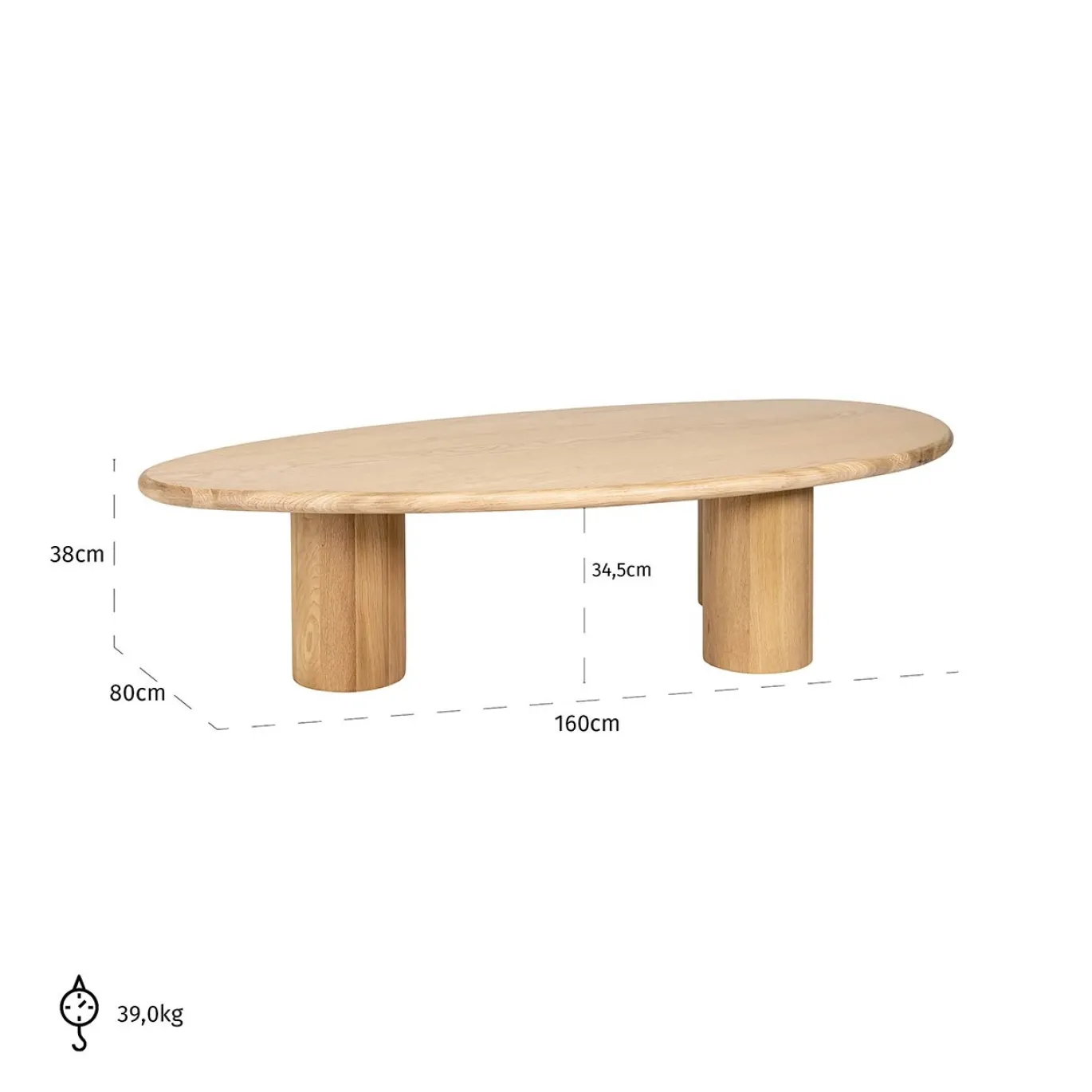 Richmond Salontafel Oakley Eiken Naturel 160cm