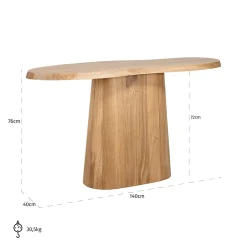 Richmond Sidetable Riva Eikenhout Naturel Organisch 140cm