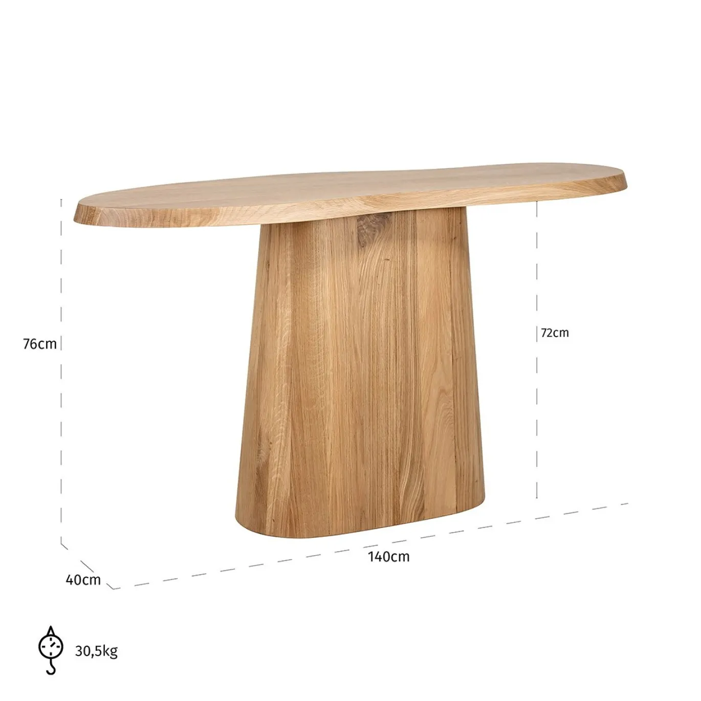 Richmond Sidetable Riva Eikenhout Naturel Organisch 140cm