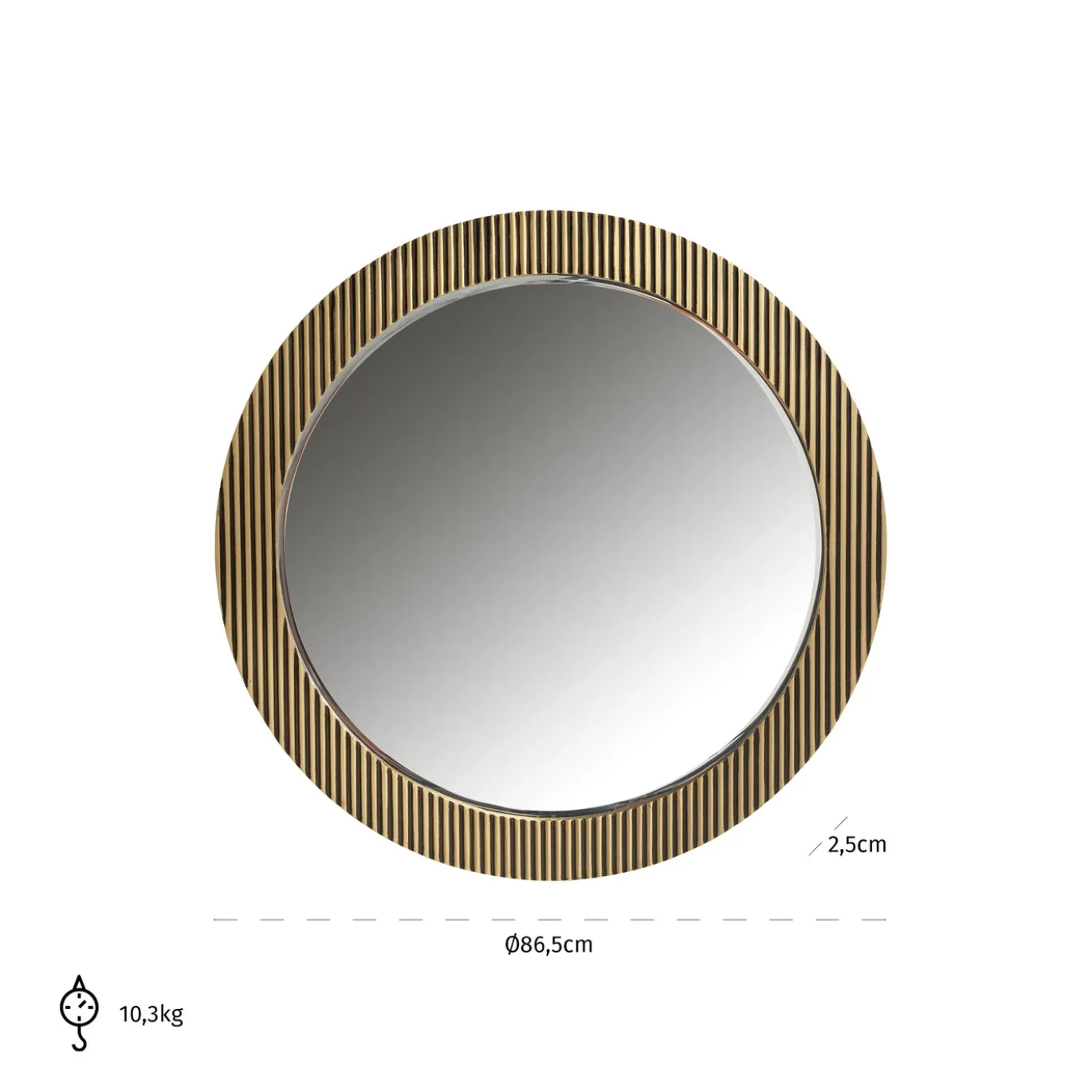 Richmond Spiegel Ironville Goud Ø86cm