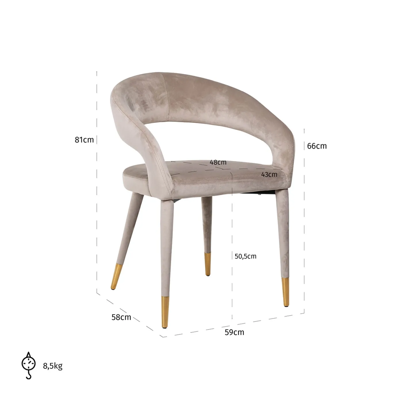 Richmond Stoel Gia Khaki Velvet