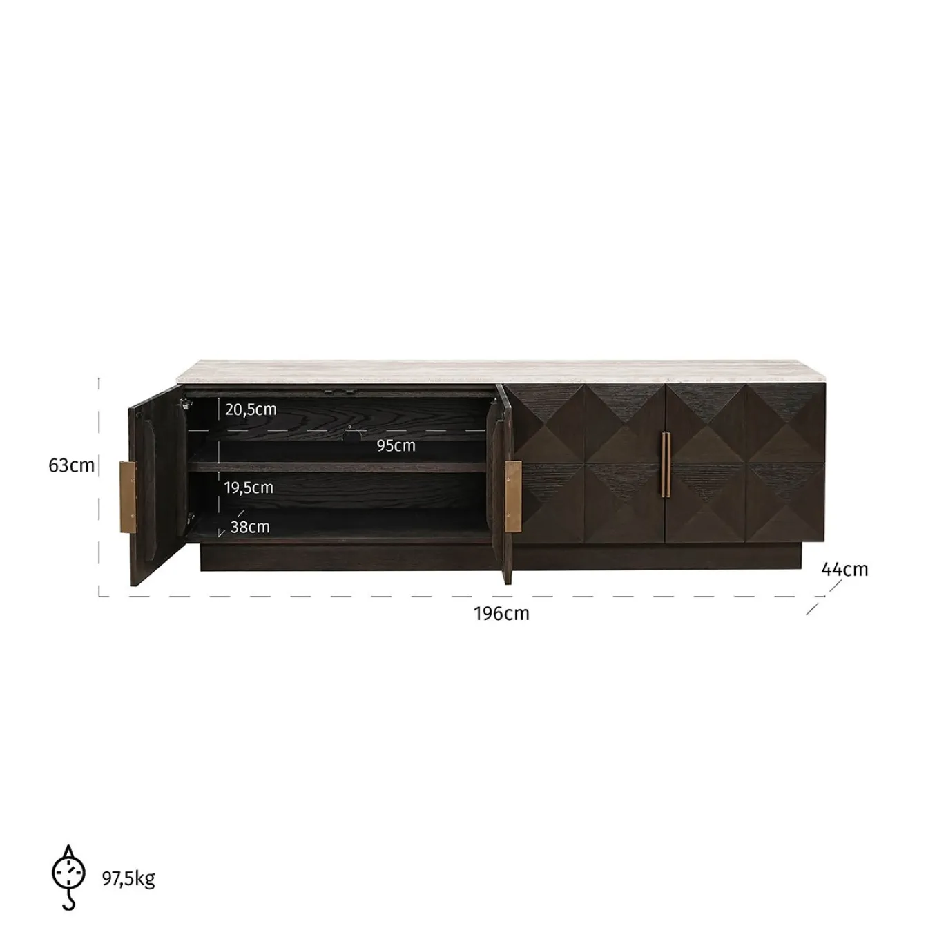 Richmond Tv-meubel Claremont Bruin 195cm