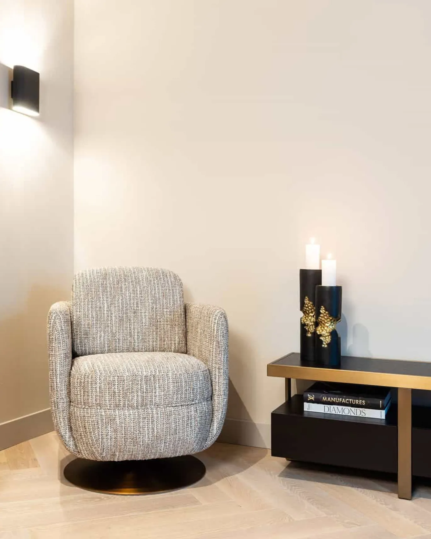Richmond Tv-meubel Diddley Zwart/Goud 220cm