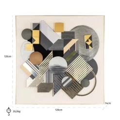 Richmond Wanddecoratie 3D Block Zwart/Goud