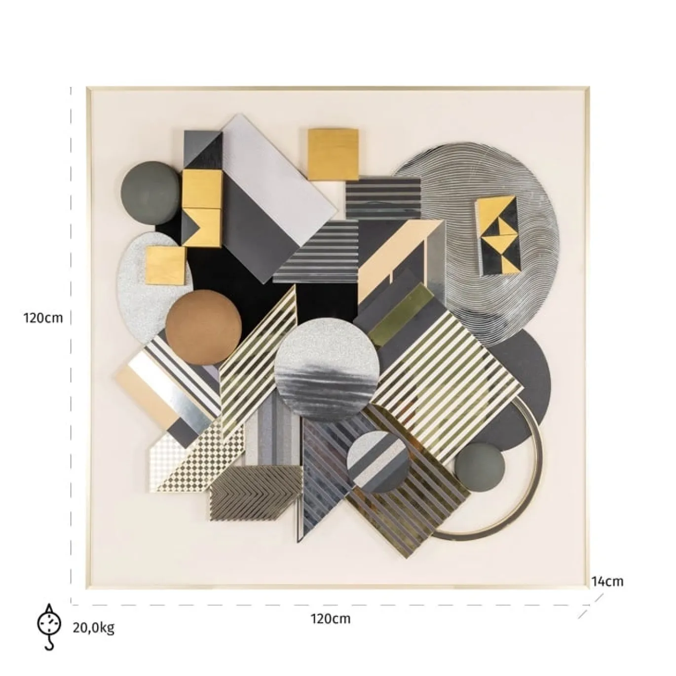 Richmond Wanddecoratie 3D Block Zwart/Goud