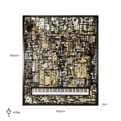 Richmond Wanddecoratie Piano Wibi Zwart/Goud 158x188cm