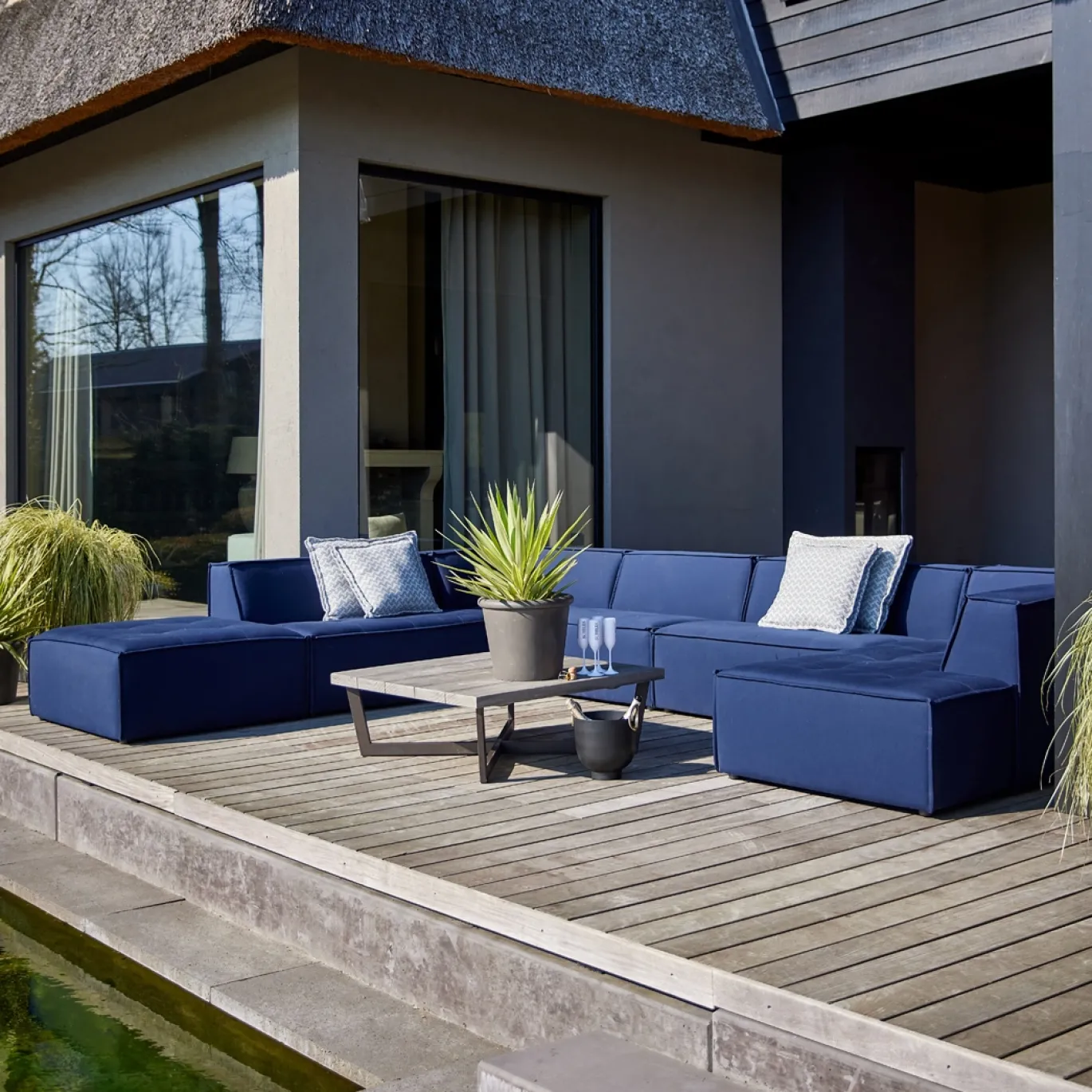 Rivièra Maison Bankelement Bellagio Outdoor Midden Blauw
