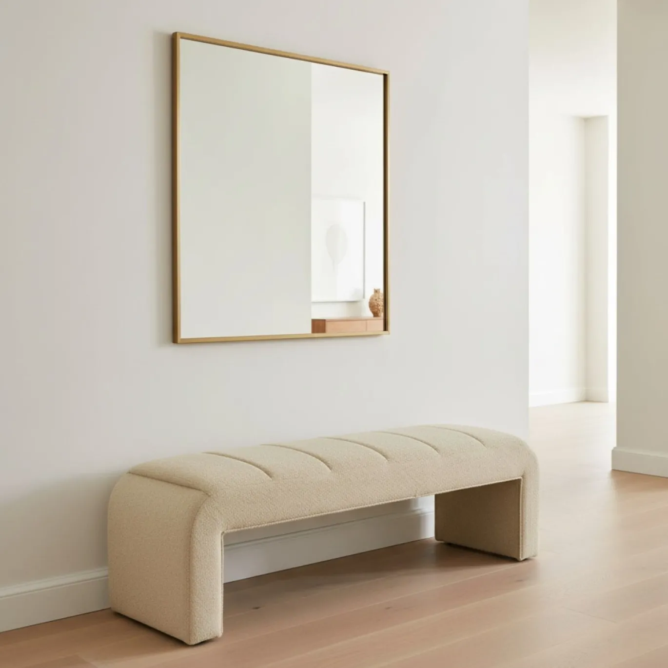 Rivièra Maison Bankje Brera Bouclé Naturel Grijs