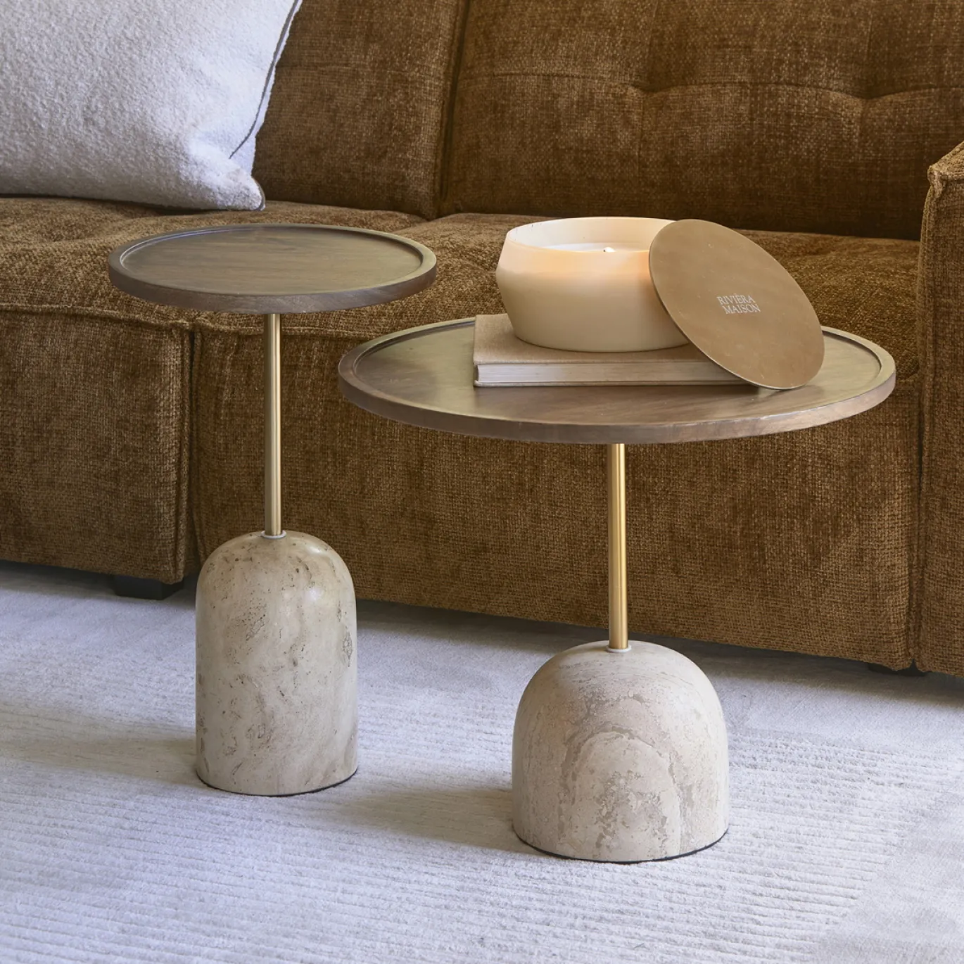 Rivièra Maison Bijzettafel Malibu Bruin Ø35cm