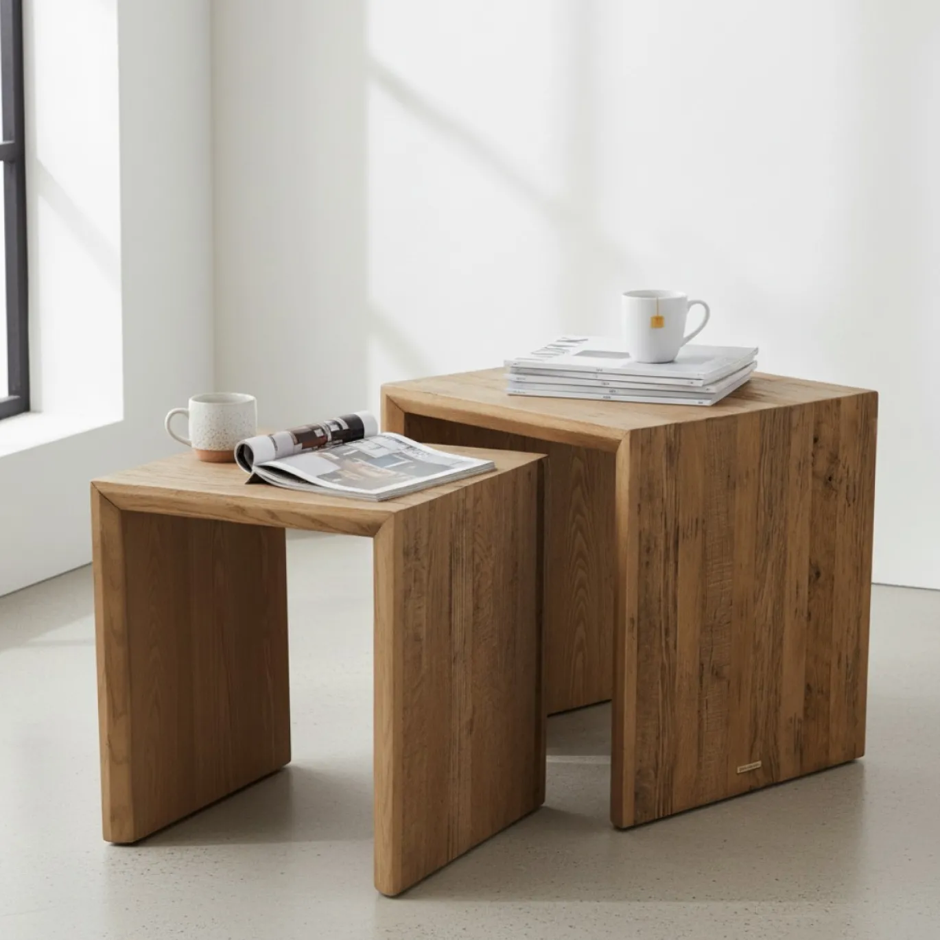 Rivièra Maison Bijzettafel Sant Mateau Eikenhout Set van 2