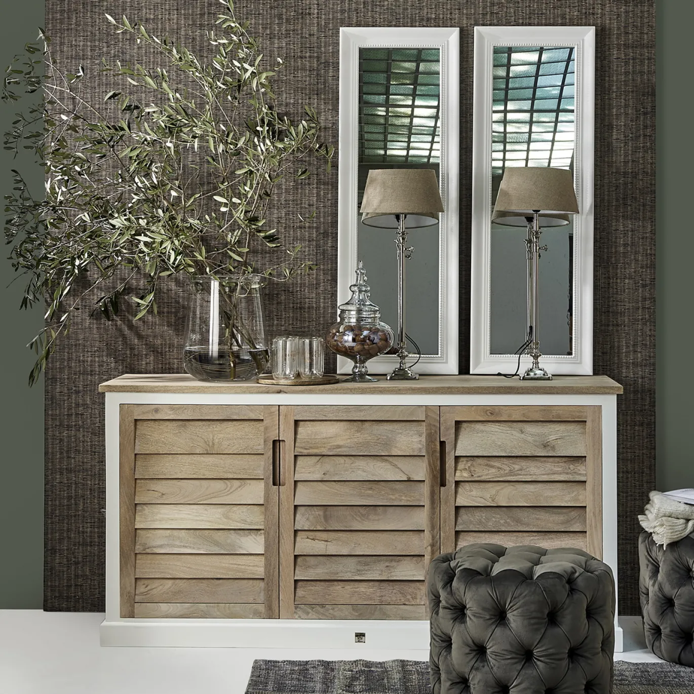 Rivièra Maison Dressoir Pacifica Naturel/Wit 180cm