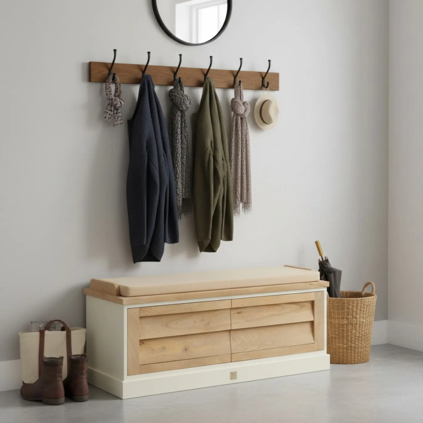 Rivièra Maison Opbergbank Pacifica Naturel/Wit 110cm