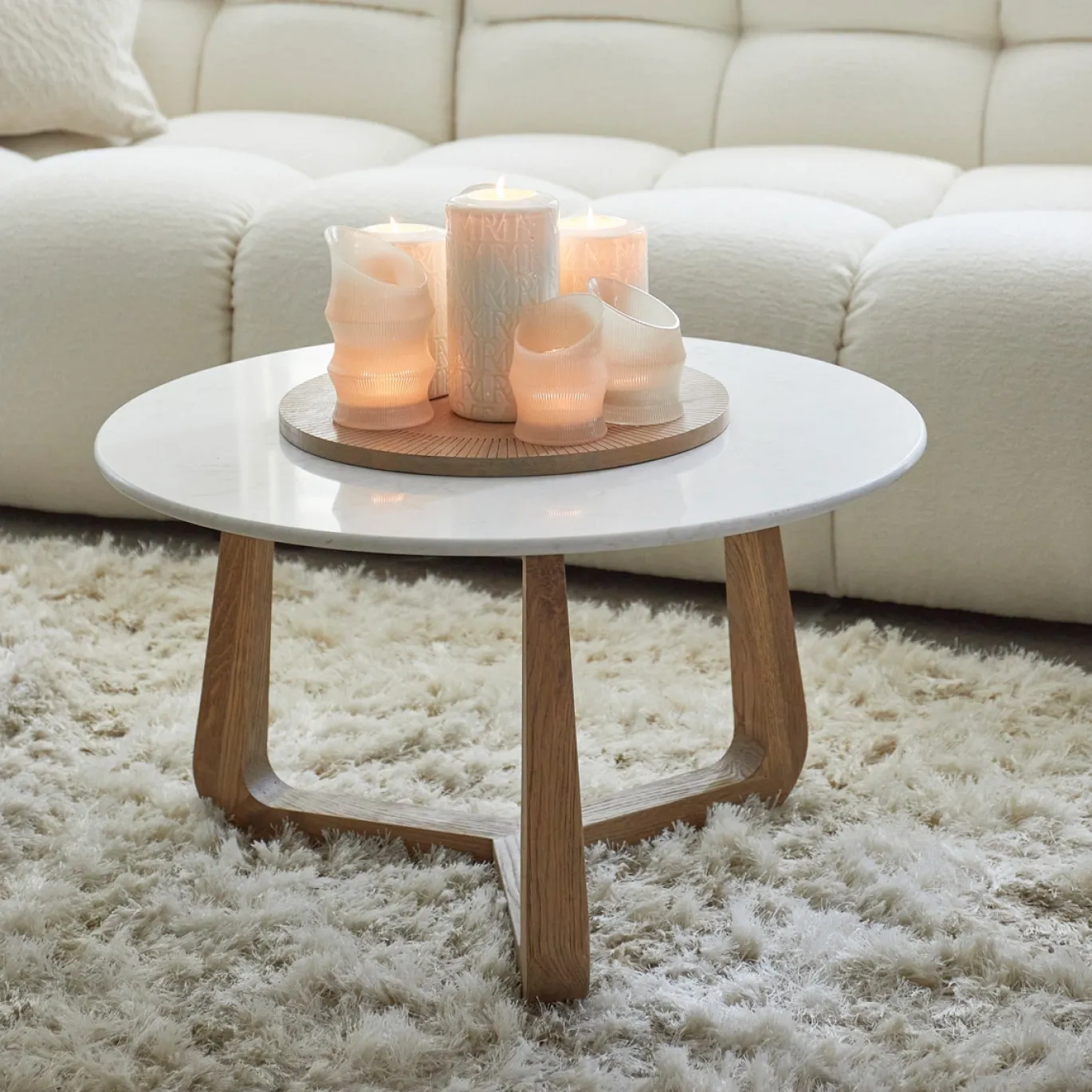 Rivièra Maison Salontafel Casone Marmer Wit Ø70cm