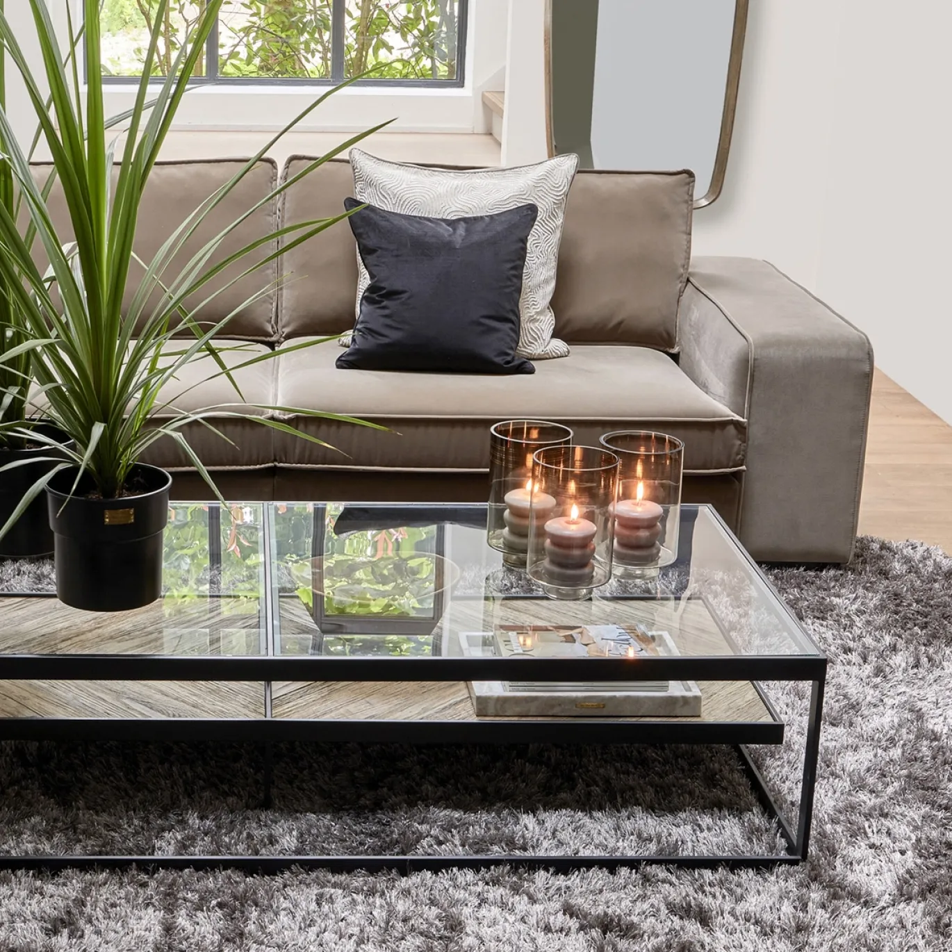 Rivièra Maison Salontafel Graydon Glas 180cm