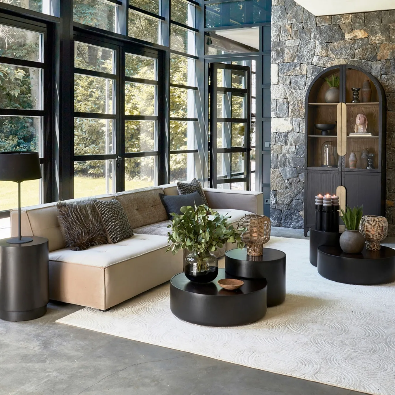 Rivièra Maison Salontafel Hollywood Hills Zwart Set van 2