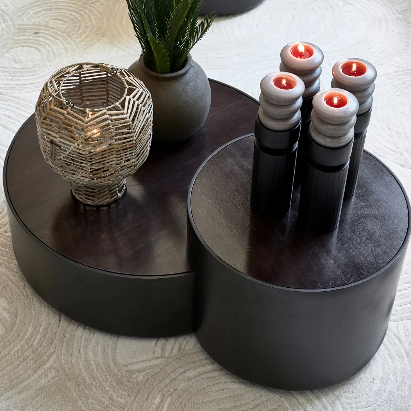 Rivièra Maison Salontafel Hollywood Hills Zwart Set van 2