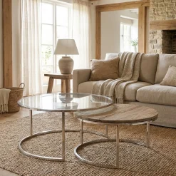 Rivièra Maison Salontafel Soho XL Set van 2 Naturel/Zilver