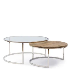 Rivièra Maison Salontafel Soho XL Set van 2 Naturel/Zilver