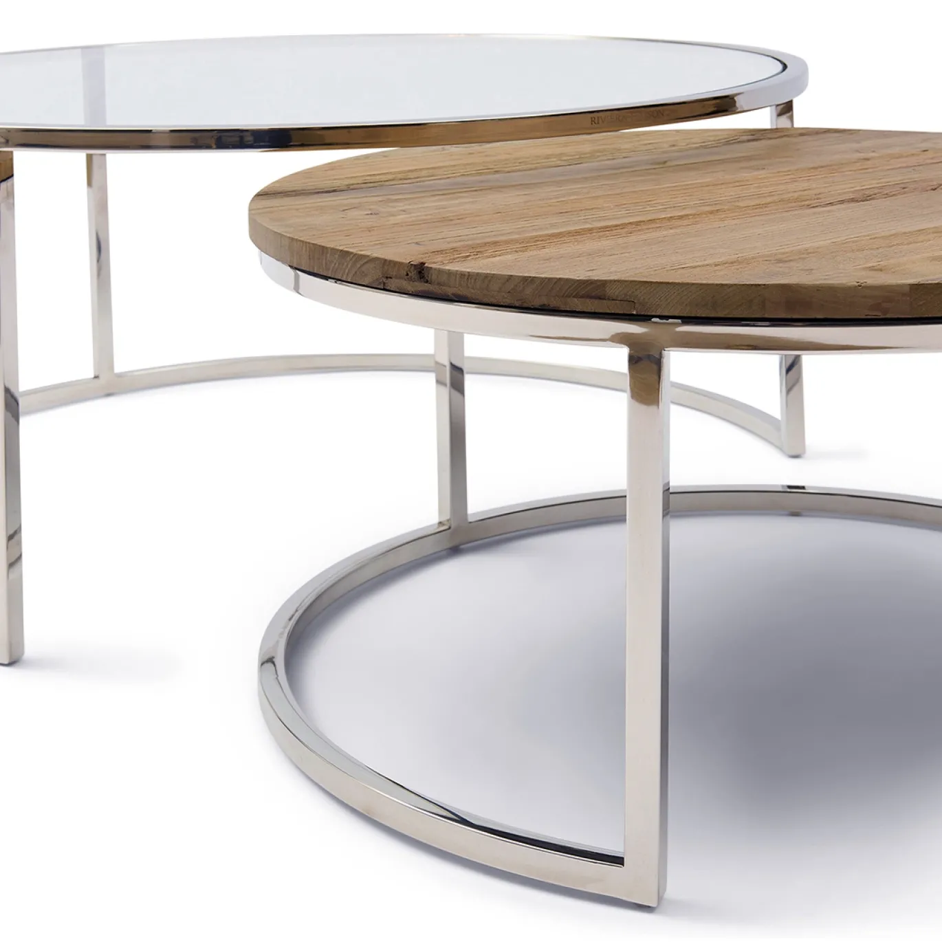 Rivièra Maison Salontafel Soho XL Set van 2 Naturel/Zilver