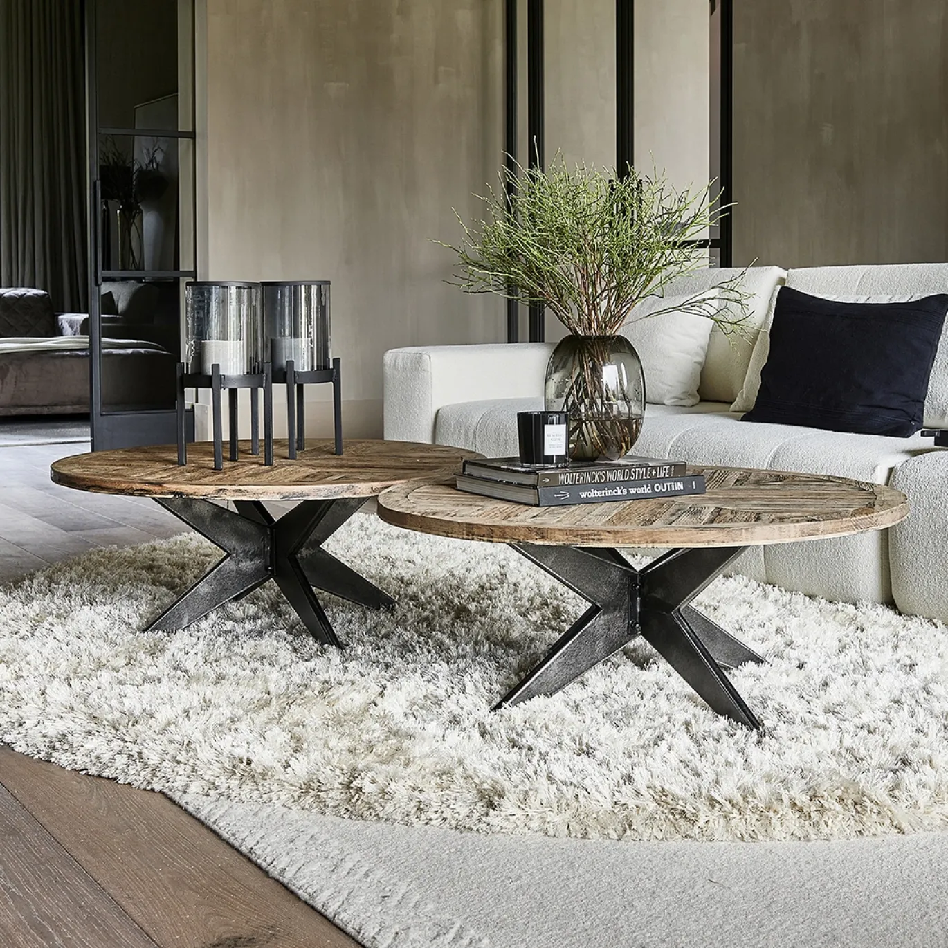 Rivièra Maison Vloerkleed Cecil Rond Crème Ø240cm