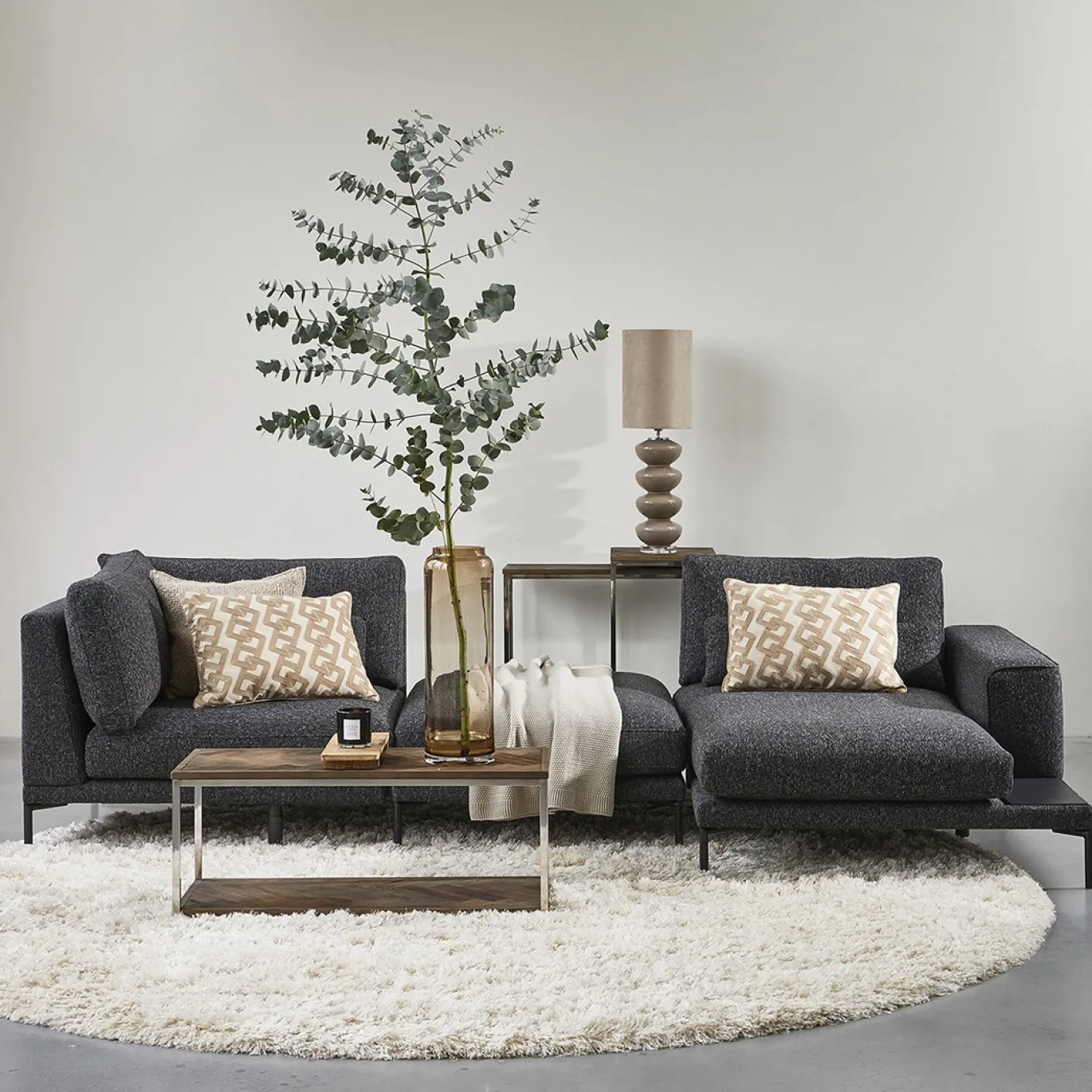 Rivièra Maison Vloerkleed Cecil Rond Crème Ø240cm