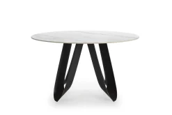 Ronde Tafel Aila 135cm Wit Keramiek Zwart - Giga Meubel