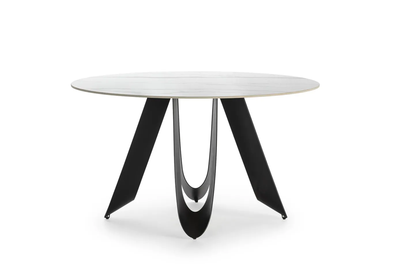 Ronde Tafel Aila 135cm Wit Keramiek Zwart - Giga Meubel