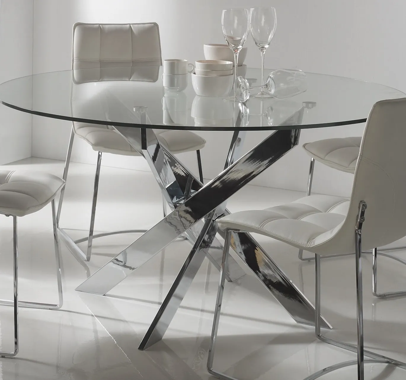 Ronde Tafel Ruth 120cm Chrome - Giga Meubel