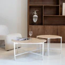 Salontafel Abano Travertin Rond Set van 2 - Giga Meubel
