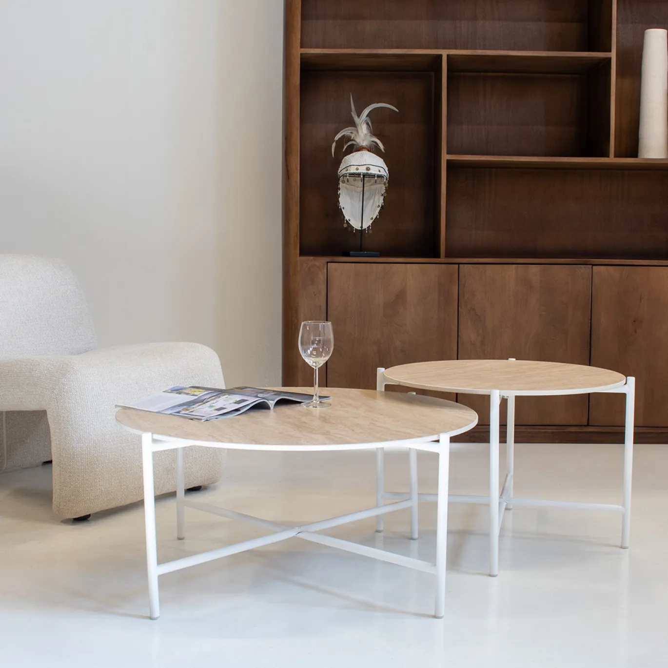 Salontafel Abano Travertin Rond Set van 2 - Giga Meubel