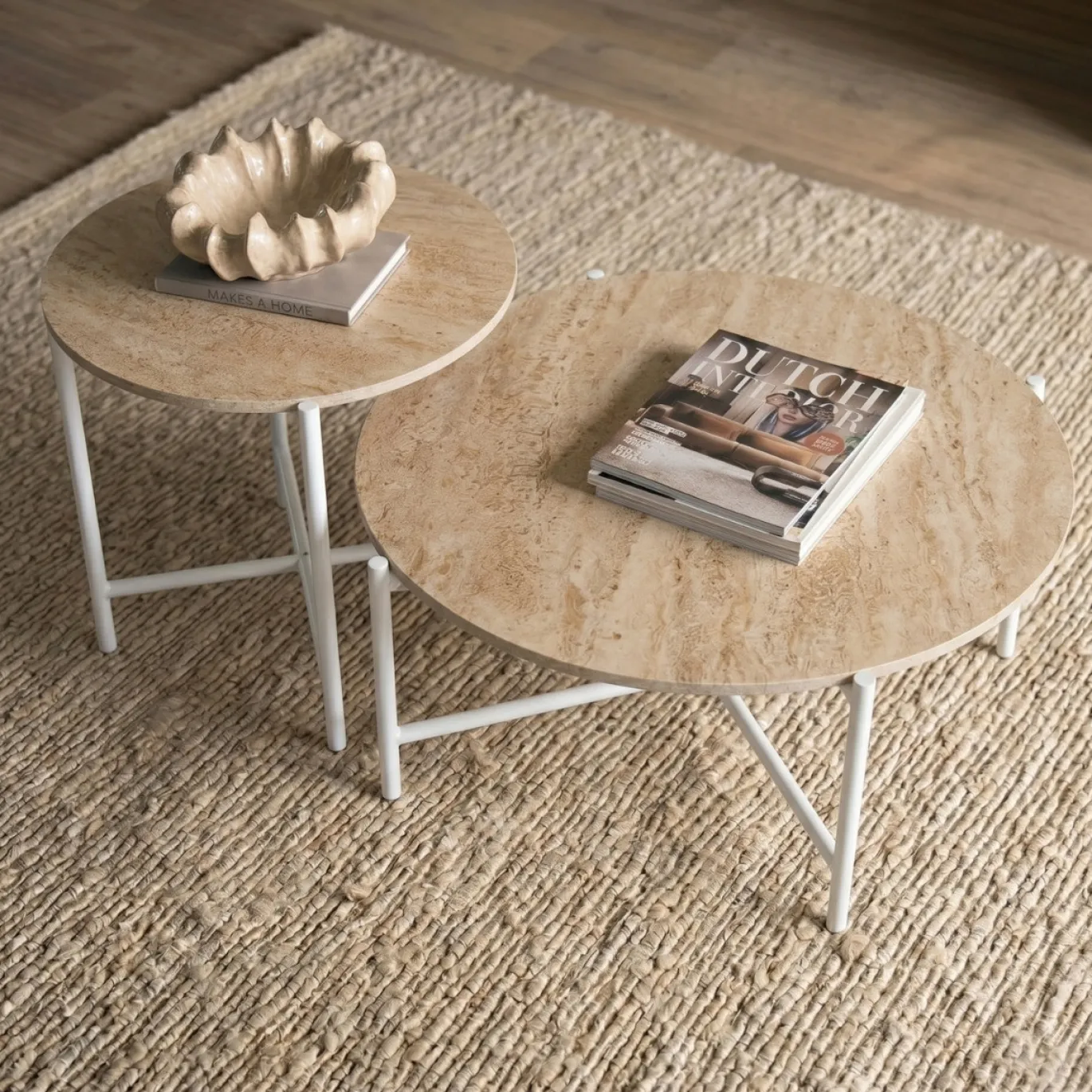 Salontafel Abano Travertin Rond Set van 2 - Giga Meubel