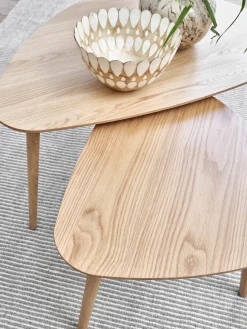 Salontafel Adda Driehoekig Naturel Eiken Set van 2 - Giga Living