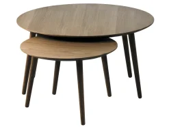Salontafel Adda Rond Smoked Eiken Set van 2 - Giga Living