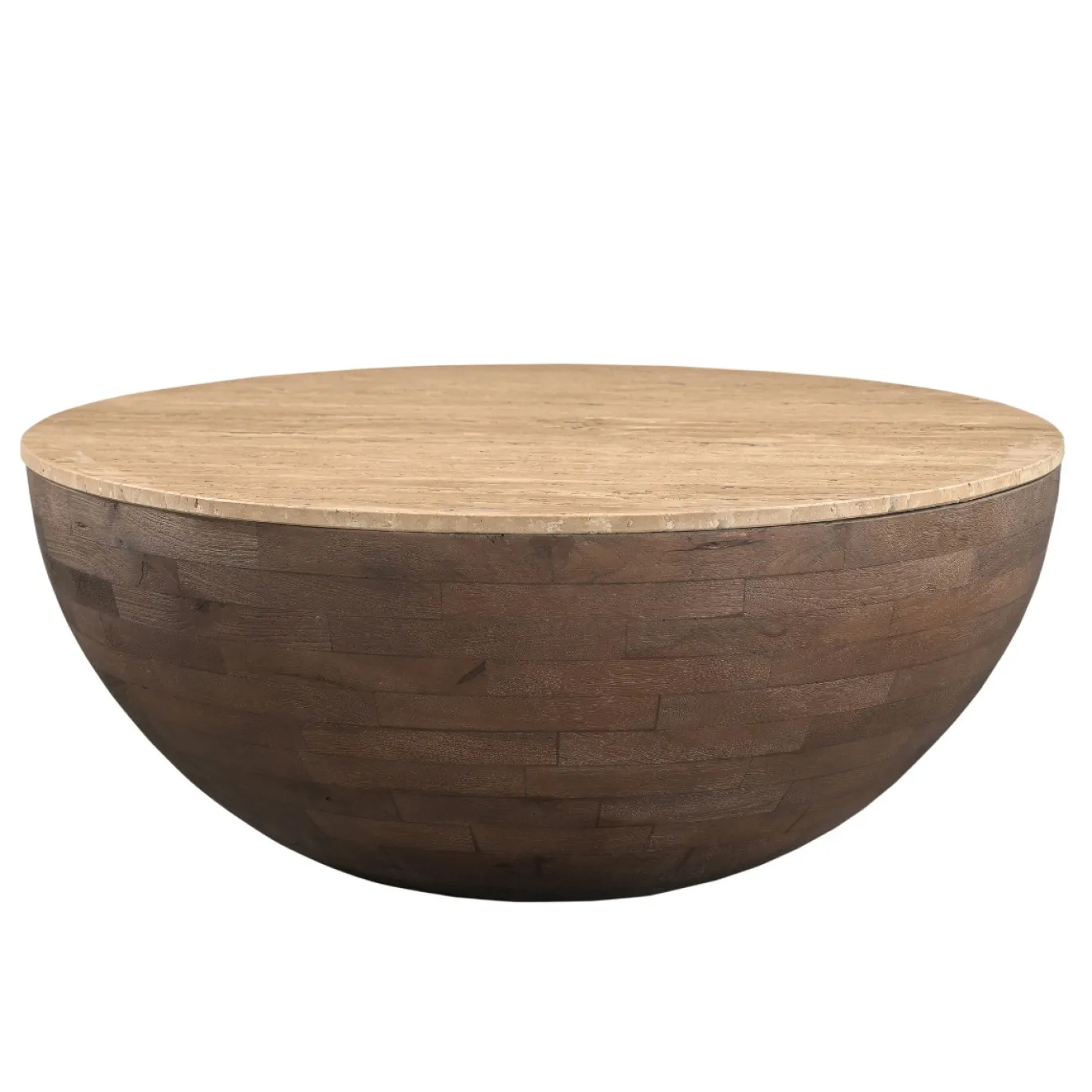 Salontafel Aiden Travertin Donkerbruin Rond - Giga Meubel