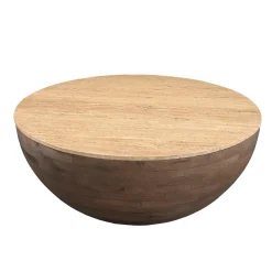 Salontafel Aiden Travertin Donkerbruin Rond - Giga Meubel