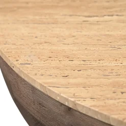 Salontafel Aiden Travertin Donkerbruin Rond - Giga Meubel