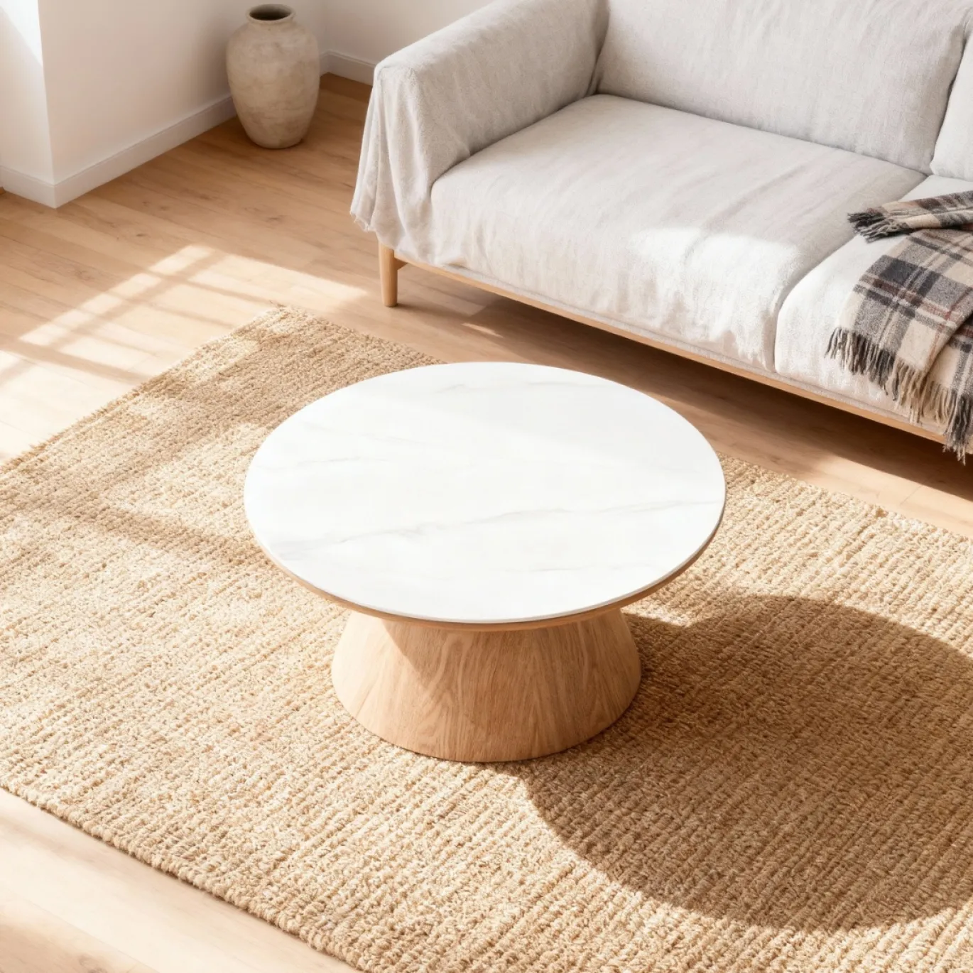 Salontafel Alba Naturel Marmer 80cm Rond - Giga Meubel