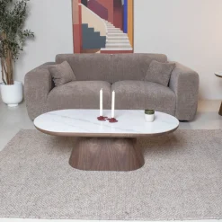 Salontafel Alba Walnoot Marmer 120cm Ovaal - Giga Meubel