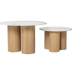 Salontafel Alita Naturel Marmer Rond Set van 2 - Giga Meubel