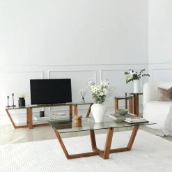 Salontafel Amalfi Glas/Walnoot 105cm